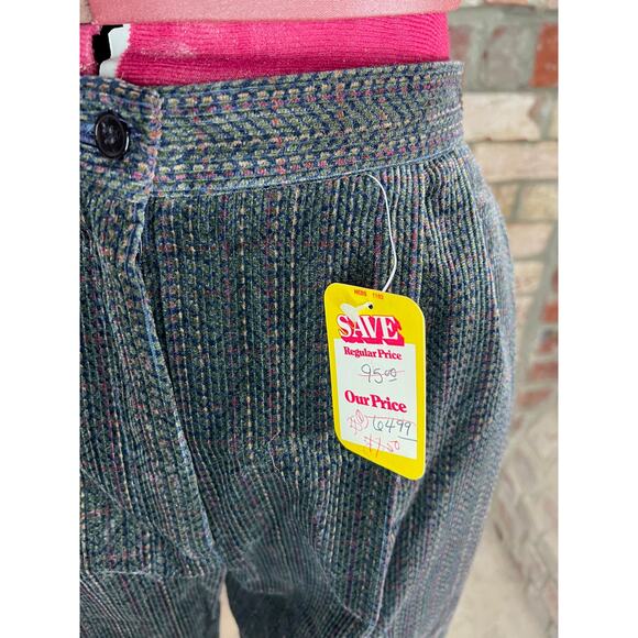 Pants corduroy pleat front brown red green NWT - Picture 3 of 9
